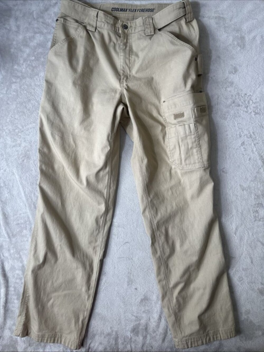 Duluth Trading Coolmax Flex Fire Hose carpenter work pants khaki 34x34